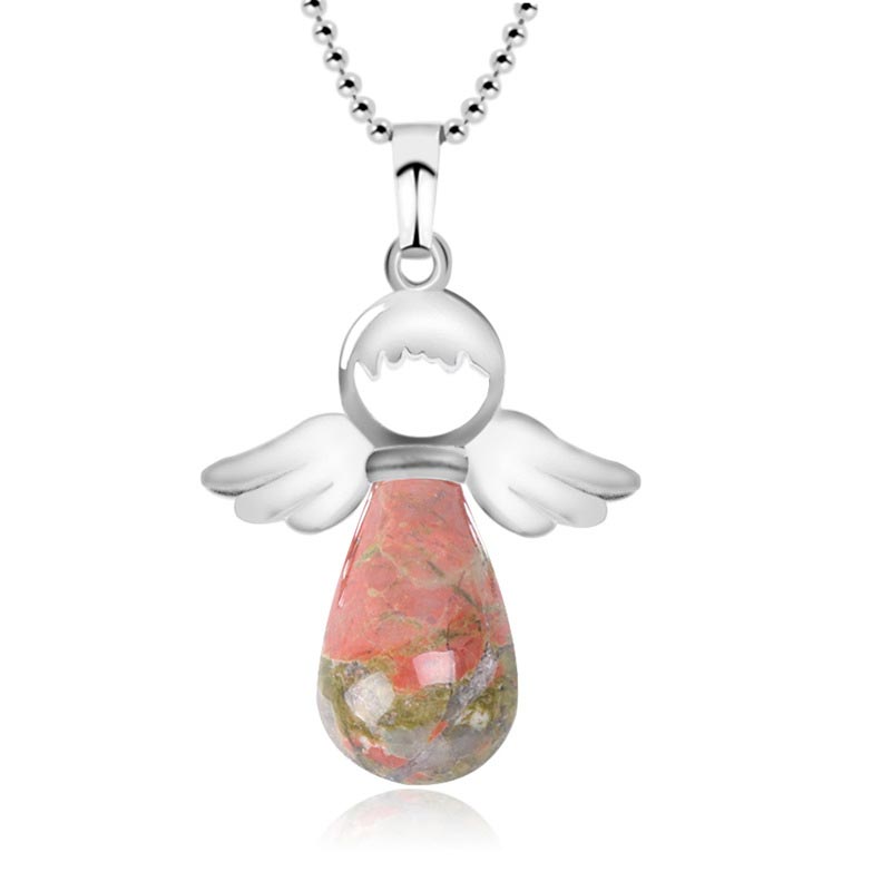 Buddha Stones Little Angel Wings Natural Crystal Luck Necklace Pendant