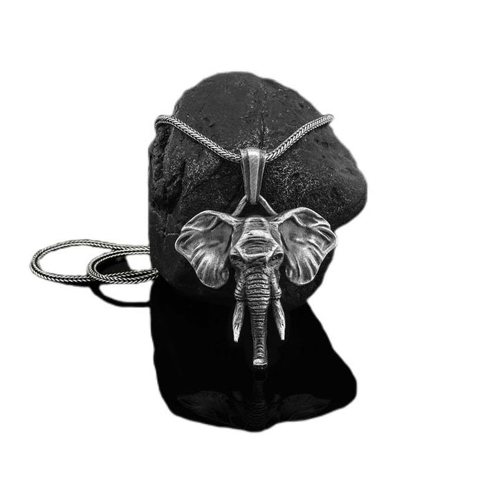 Elephant Pewter Titanium Steel Strength Necklace Pendant