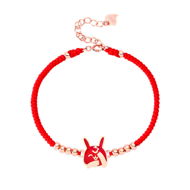 Buddha Stones 925 Sterling Silver Chinese Zodiac Luck Faith Discolor Red String Bracelet