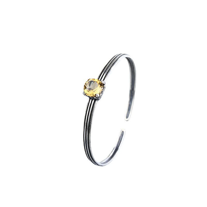 925 Sterling Silver Citrine Protection Bracelet Bangle