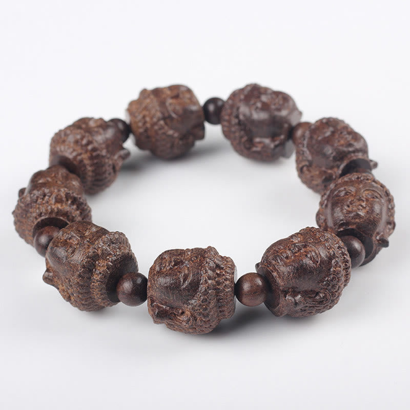 Buddha Stones Agarwood Buddha Carved Calm Bracelet