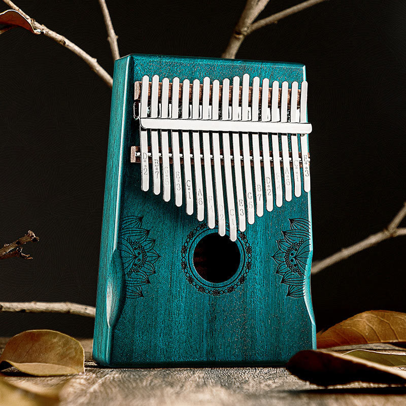 Buddha Stones Kalimba 17/21 Keys Thumb Piano Lotus Design Portable Finger Piano