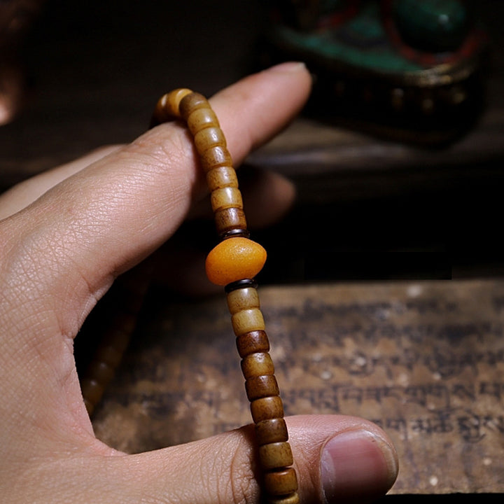 Tibet 108 Mala Beads Yak Bone Amber Balance Bracelet