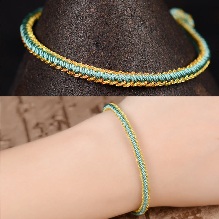 Buddha Stones Two-Color Rope Handcrafted Eight Thread Peace Knot Bracelet