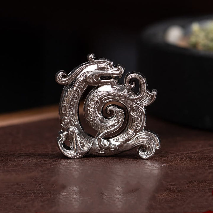 Buddha Stones Mini Auspicious Dragon Pattern Meditation Zinc Alloy Small Incense Stick Burner