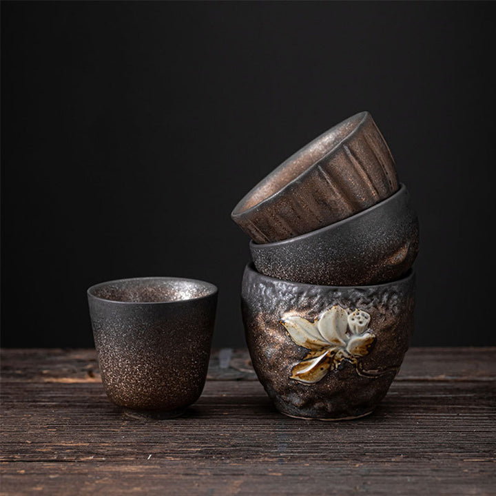 Buddha Stones Lotus Pod Leaf Flower Auspicious Clouds Ceramic Teacup Kung Fu Tea Cup