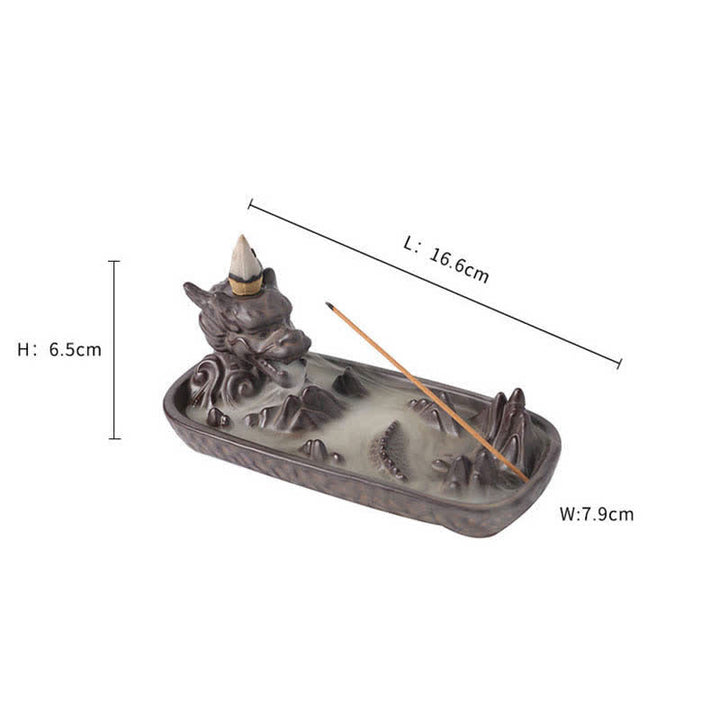 Buddha Stones Dragon Mountain Strength Ceramic Incense Burner Decoration