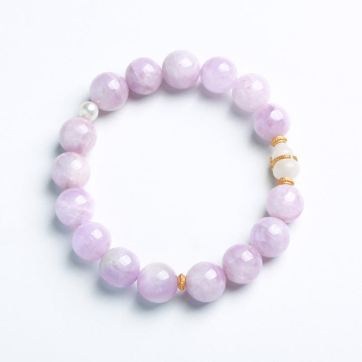 Kunzite Hetian White Jade Gourd Love Spiritual Growth Bracelet