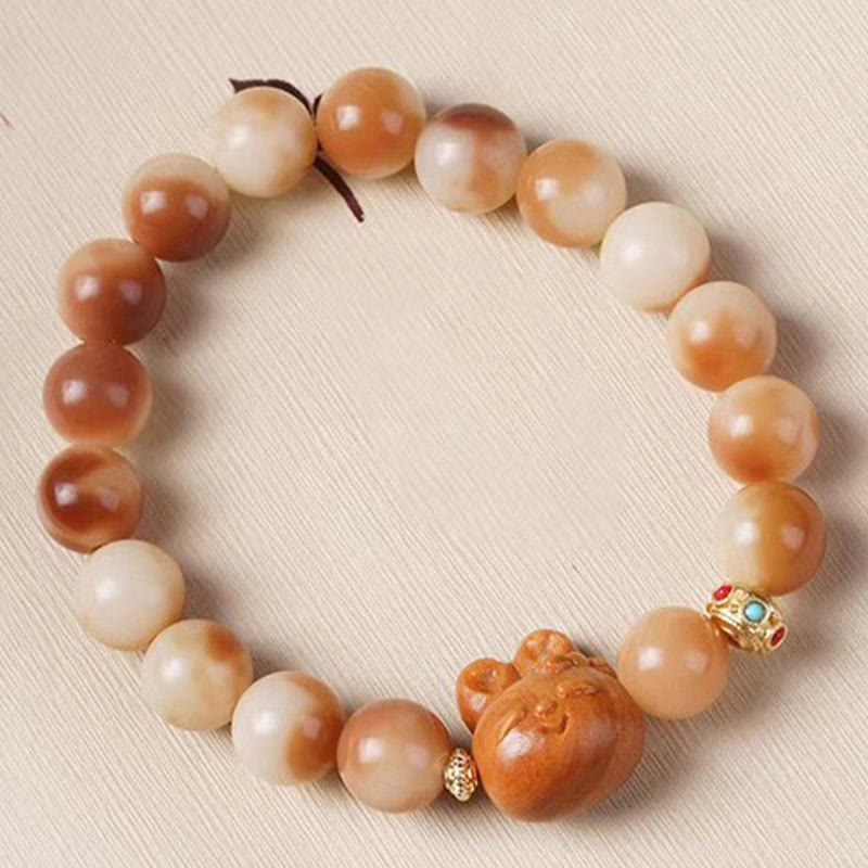 Buddha Stones Natural Bodhi Seed Lovely Rabbit Peace Bracelet