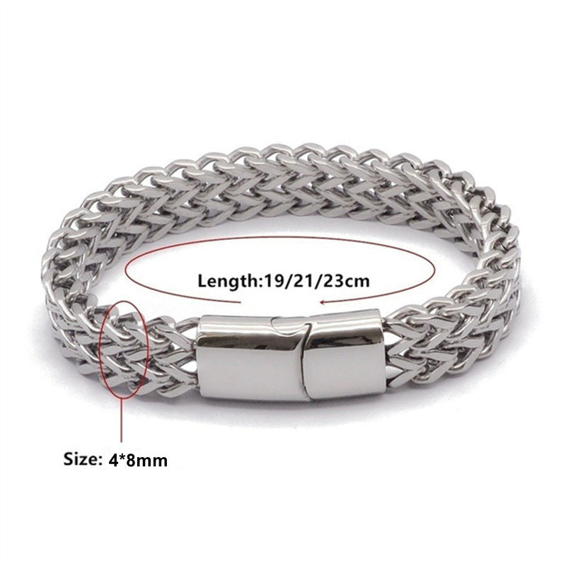 Buddha Stones Fish Scale Magnetic Buckle Titanium Steel Balance Bracelet Bangle