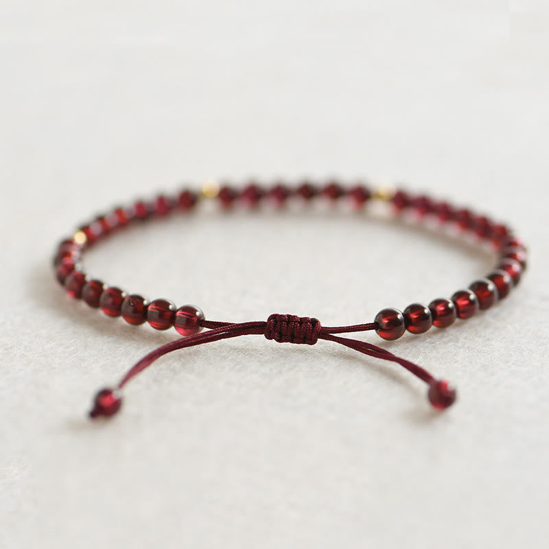 Buddha Stones Natural Garnet Golden Beads Stability Bracelet